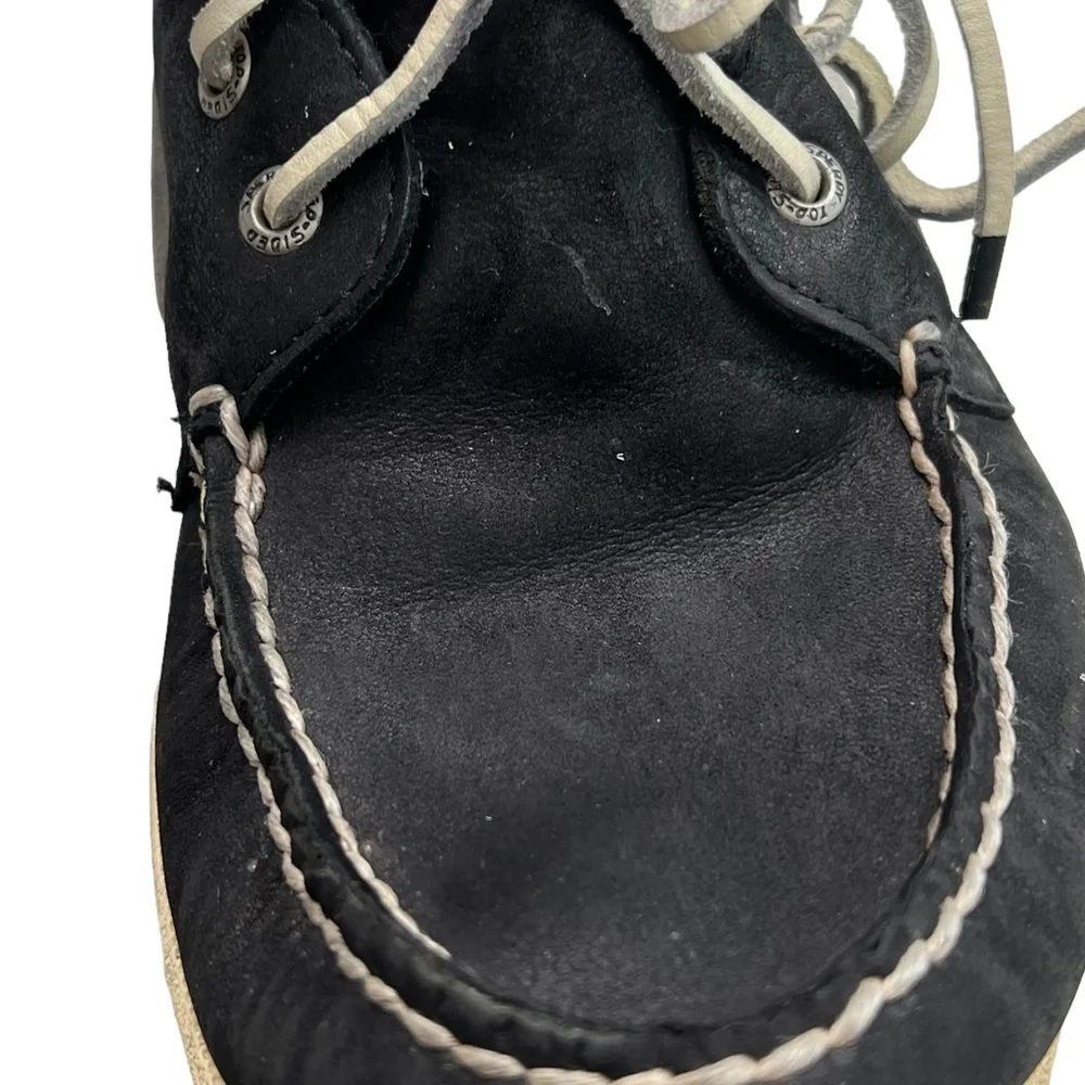 SPERRY TOP-SIDER A/O 2-EYE BLACK LEATHER WITH WHITE LACES AND SOLE BOAT SHOES